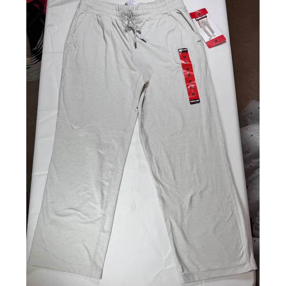Super Soft Ladies Lightweight Crop Pant Oatmeal Heather Gray Medium NEW